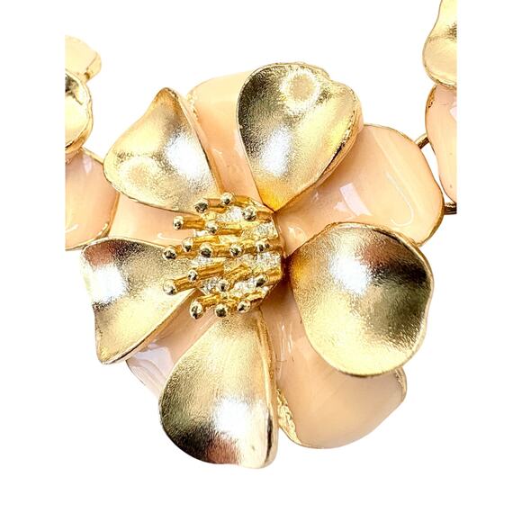 Vintage Vendome Gold Floral Necklace | 1980s Statement Jewelry | Glam Party Look - Picture 5 of 6